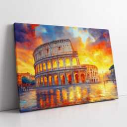 The Colosseum Rome City Landmark Oil Painting Style Wall Art Framed Calming Canvas Poster Print Home/Office Room Decor Gifts - thumbnail 2