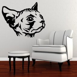 Wall Decal Sphynx Cat, Vinyl Sticker - Good For Walls, Cars, Ipads, Mirrors Etc - thumbnail 1