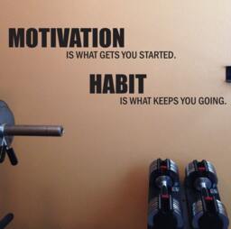 Workout Accessories Gym Wall Decal. Essentials, Motivation Is What Gets You Started. Habit Keeps Going - thumbnail 1