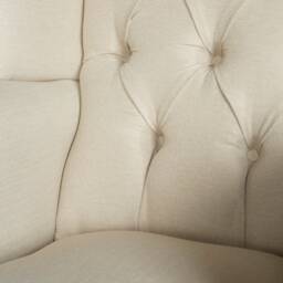 British Handmade Cream Herringbone Wool Fabric Chesterfield High Back Wing Chair - thumbnail 4