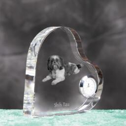 Shih Tzu - Crystal Clock in The Shape Of A Heart With Image Pure-Bred Dog - thumbnail 3