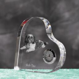 Shih Tzu - Crystal Clock in The Shape Of A Heart With Image Pure-Bred Dog - thumbnail 2