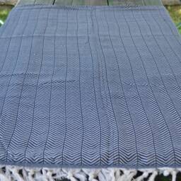 "Navy Blue Blanket, Soft Blanket, Turkish Pestemal, 79""x89" - thumbnail 4