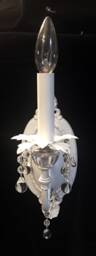 Cottage Style Electric Wall Light Sconce Shabby Chic Antique White Finish With Clear Crystals & On/Off Switch, Custom Available - thumbnail 2