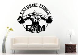 Gym Training Fitness Bodybuilding Wight Lifting Logo Emblem Sign Wall Decal Vinyl Sticker Mural Room Decor L606 - thumbnail 1