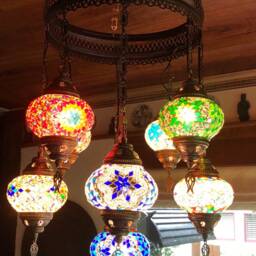 9 Ball Mosaic Lamps, Morocco Lantern, Chandelier, Turkish Light, Hanging Lamp, Lighting, Mosaic Lamp, Mosaic Glass, Morocco Lighting - thumbnail 2