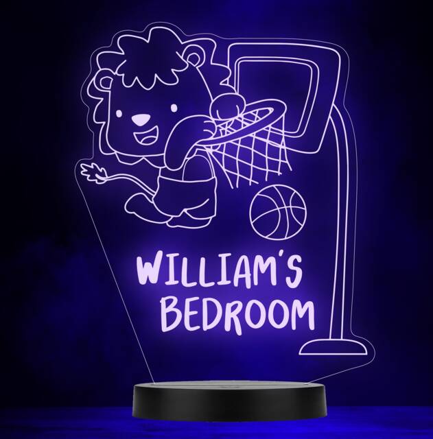 Basketball Lion Animal Bedroom Personalised Gift Colour Change Lamp Night Light - image 1