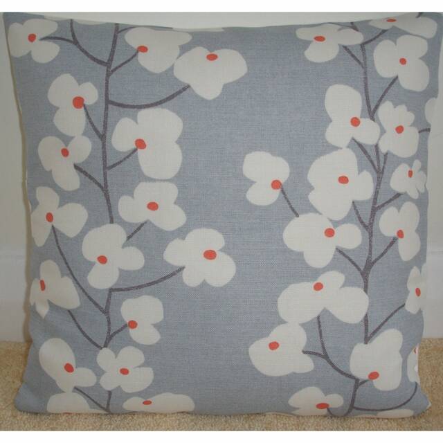 "16x16 Pillow Cover Blue & Orange 16"" Cushion Sham Case Slip Pillowcase John Lewis Wallflower Slate Flowers 16""x16"