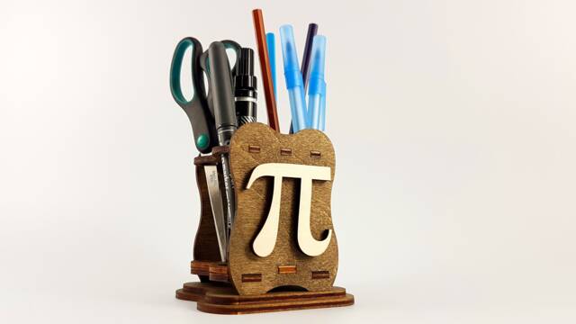Math Teacher Gift, Wooden Pen Holder - Pi Greek Letter, Gift For Teacher, Cool Gifts, Thank You - image 1