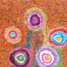 Handfelted Seat Cushion With Big Flowers, Copper - thumbnail 2