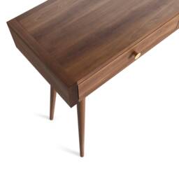 Walnut Console Table With Marble Top, Mid Century Modern Entryway - thumbnail 3