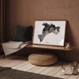 Salford Map Black & Gold Wall Art Print - Greater Manchester England United Kingdom Great Britain - thumbnail 2