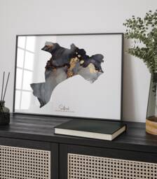 Salford Map Black & Gold Wall Art Print - Greater Manchester England United Kingdom Great Britain - thumbnail 1
