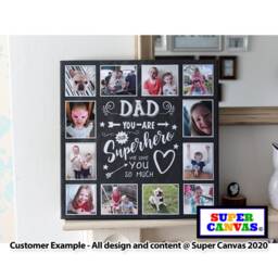 Dad Daddy Our Superhero Personalised Unique 12 Picture Photo Collage Board Framed Canvas Print Birthday Christmas Gift From Kids - thumbnail 3