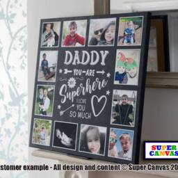 Dad Daddy Our Superhero Personalised Unique 12 Picture Photo Collage Board Framed Canvas Print Birthday Christmas Gift From Kids - thumbnail 2