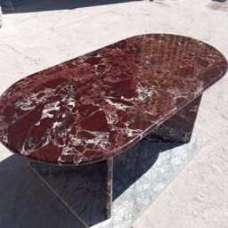 Handcrafted Rosso Levanto Marble Table, Natural Stone Oval Coffee Sculptural Side Modern Minimalist Accent, Custom Furniture - thumbnail 3