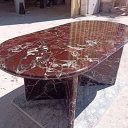 Handcrafted Rosso Levanto Marble Table, Natural Stone Oval Coffee Sculptural Side Modern Minimalist Accent, Custom Furniture - thumbnail 2