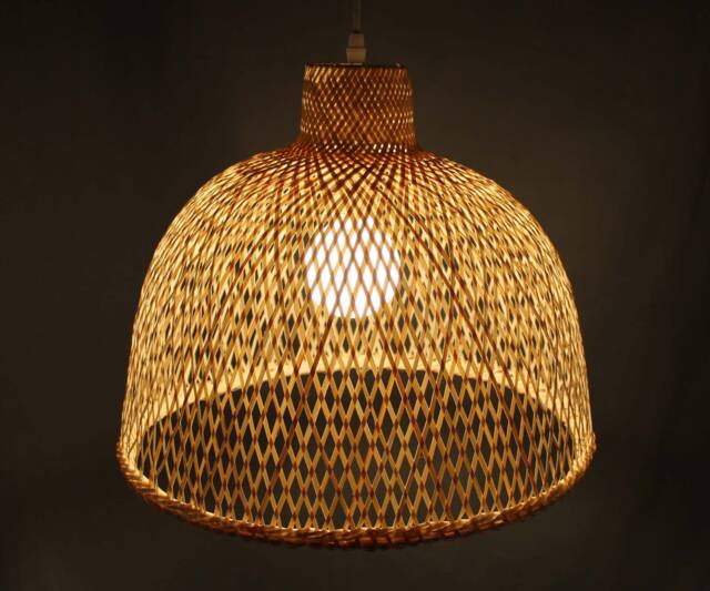 Handwoven Bamboo Pendant Light Rustic Chandelier Lighting - image 1
