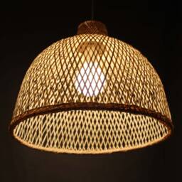 Handwoven Bamboo Pendant Light Rustic Chandelier Lighting - thumbnail 2