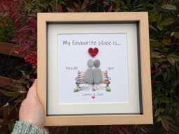 Personalised Pebble Art Couple Picture, My Favourite Place Is Beside You, Anniversary, Valentine Gift - thumbnail 1