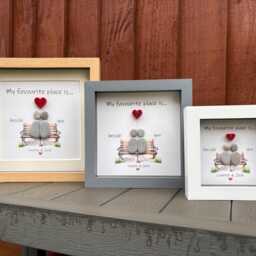 Personalised Pebble Art Couple Picture, My Favourite Place Is Beside You, Anniversary, Valentine Gift - thumbnail 3