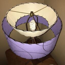 Mid Century Vintage Style Tapered 2 Tier Fiberglass Lamp Shade Modern Atomic Lavender/Ivory - thumbnail 3