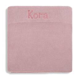 Personalised Cotton Knit Baby Blanket Dusty Pink - thumbnail 4
