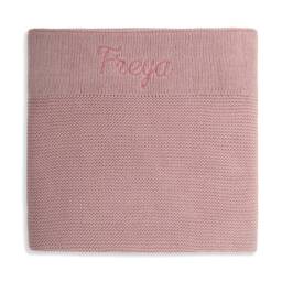 Personalised Cotton Knit Baby Blanket Dusty Pink - thumbnail 3