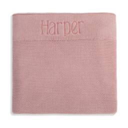 Personalised Cotton Knit Baby Blanket Dusty Pink - thumbnail 2