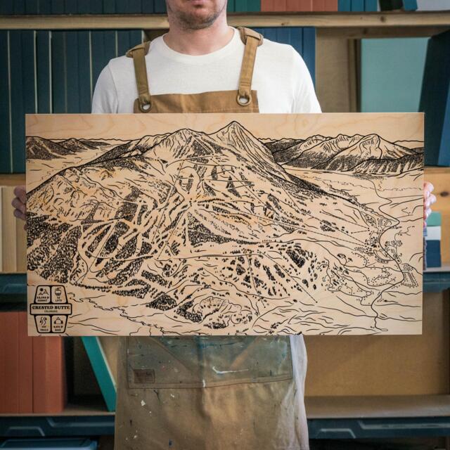 Crested Butte Colorado Ski Trail Map - Engraved Wood Wall Art, Winter Cabin Decor, Snowboard Mountain Poster, Personal Family Gift - image 1