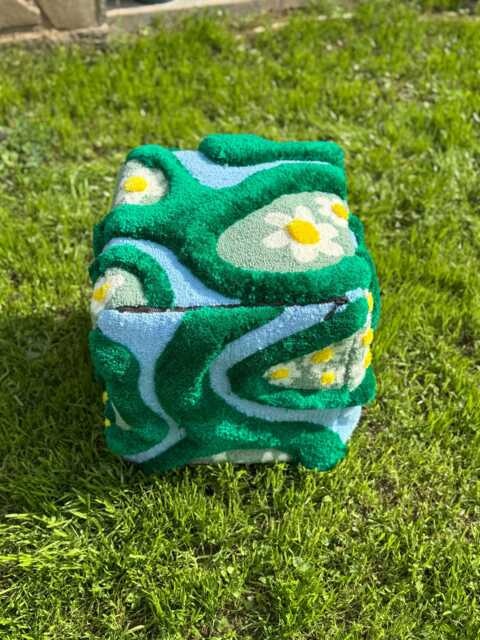 Pre Order Daisy & River 3D Fluffy Handmade Tufted Ottoman Pouf Cover - Unstuffed/Moroccan Bohemian Cozy Home Decor - image 1