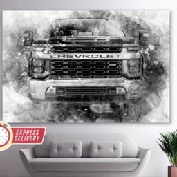 Chevrolet Silverado 2020 Truck Canvas Print, Off Road Wall Art, Poster, Pickup - thumbnail 2