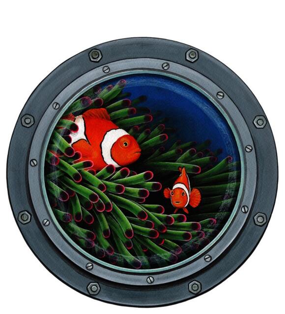 Clownfish Porthole Nemo Style Assortment Wall Decal - image 1