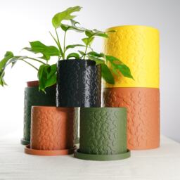 Indoor Planter For Houseplants, Unique 3D Printed Planters 4 Inch & 6 Inch, Plant Aesthetic Living Room, Pot With Drainage Tray - thumbnail 1