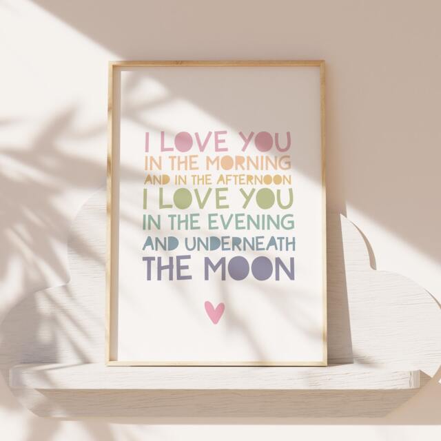 I Love You in The Morning & Afternoon, Girls Nursery Prints, Decor, Heart Print, Bedroom Decor Wall Art - image 1