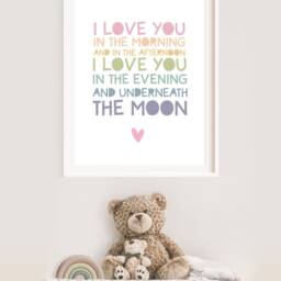 I Love You in The Morning & Afternoon, Girls Nursery Prints, Decor, Heart Print, Bedroom Decor Wall Art - thumbnail 2