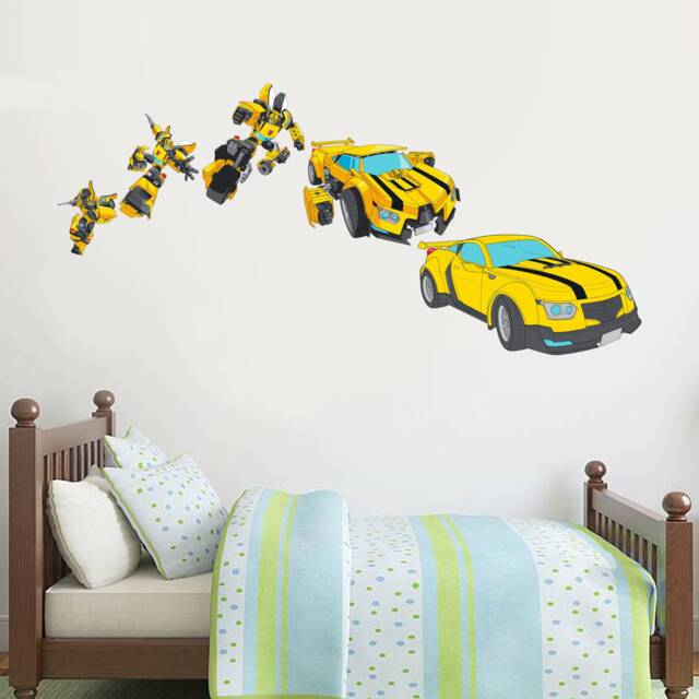 Transformers Bumblebee Transformation Wall Sticker Decal Art Vinyl Mural Kids