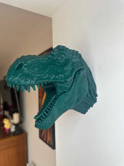 T-Rex Dinosaur Head Wall Art Mount - Tyrannosaurus Rex 3D Printed Bust - image 1