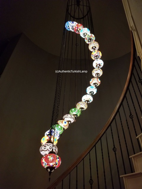 21 Ball Mosaic Chandelier, Mosaic Chandelier, Morocco Lantern, Chandelier Lighting, Turkish Light, Hanging Lamp, Morocco Lighting, Turkey Lamp - image 1