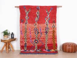 Red Boujaad Rug, Moroccan Rug 4x6 Ft, Authentic Handmade Berber Carpet, Genuine Wool Rug, Area Tapis Berbere, Teppich - thumbnail 1