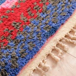 Red Boujaad Rug, Moroccan Rug 4x6 Ft, Authentic Handmade Berber Carpet, Genuine Wool Rug, Area Tapis Berbere, Teppich - thumbnail 4