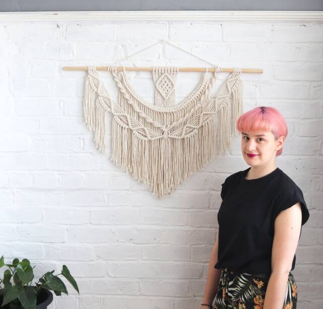 Large Macrame Wall Hanging With Crystal Boho Woven Tapestry - image 1