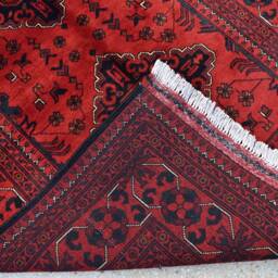 Handmade Afghan Bokhara Wool Rug 5.3x3.6 Red Turkmen Carpet - thumbnail 4