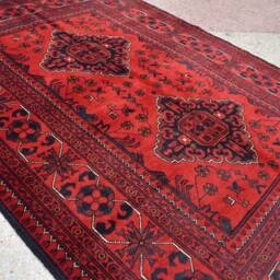 Handmade Afghan Bokhara Wool Rug 5.3x3.6 Red Turkmen Carpet - thumbnail 2