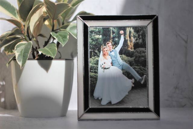 Photo Frame Stained Glass Black & White Minimalism Stylish Home Decor Classic Style - image 1