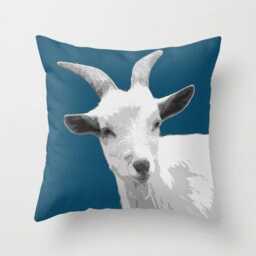 Goat Blue, Pillow Or Cover Home Decoration, Rustic, Farm, Blue, White, Animal, Country Living, Decorative Cover, Kids Decor, Fun - thumbnail 1