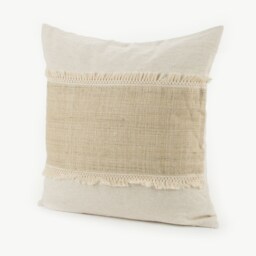 Hmong Hill Tribe Hemp Throw Pillow - 20x20, Natural Oatmeal With Tassels - thumbnail 3