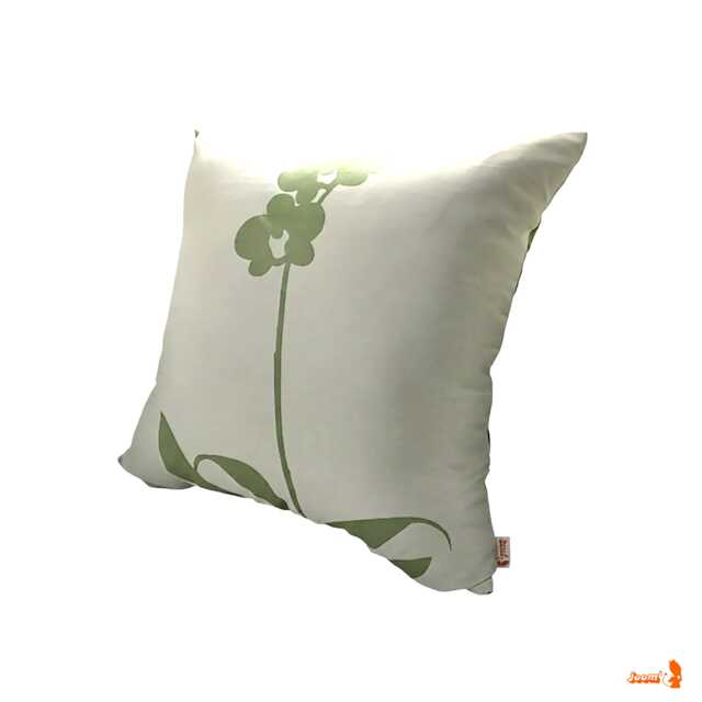 Pistachio Green Orchid Pillow Silkscreened Silk Throw Pillow - 17 Inch - image 1