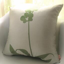 Pistachio Green Orchid Pillow Silkscreened Silk Throw Pillow - 17 Inch - thumbnail 3
