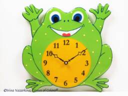 Fused Glass Frog Clock Kids Room Decor, Battery Powered